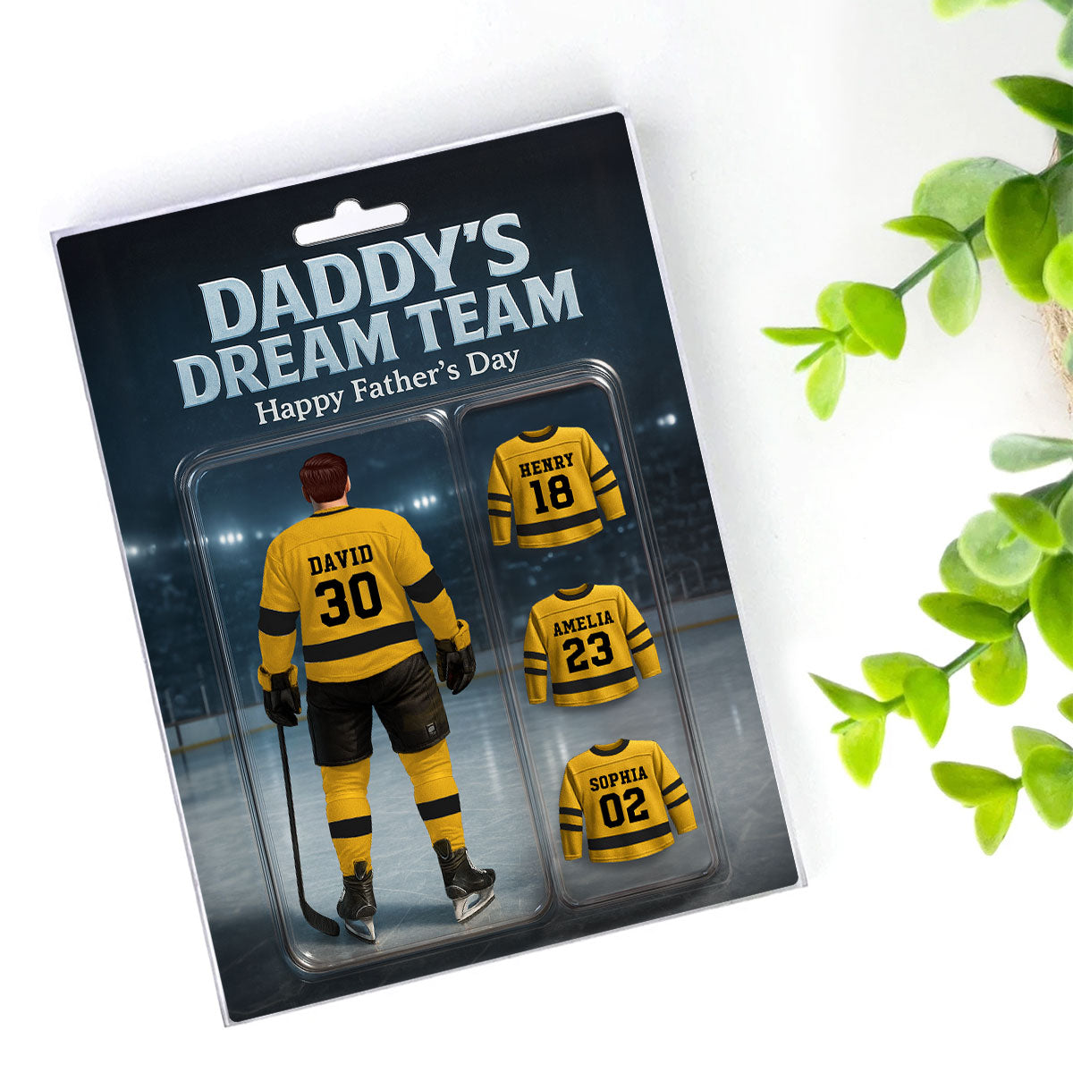 The Best Hockey Dad Ever With Kids' Names Custom Figure Personalized Acrylic Block Plaque, 2025  Gift For Him, For Dad