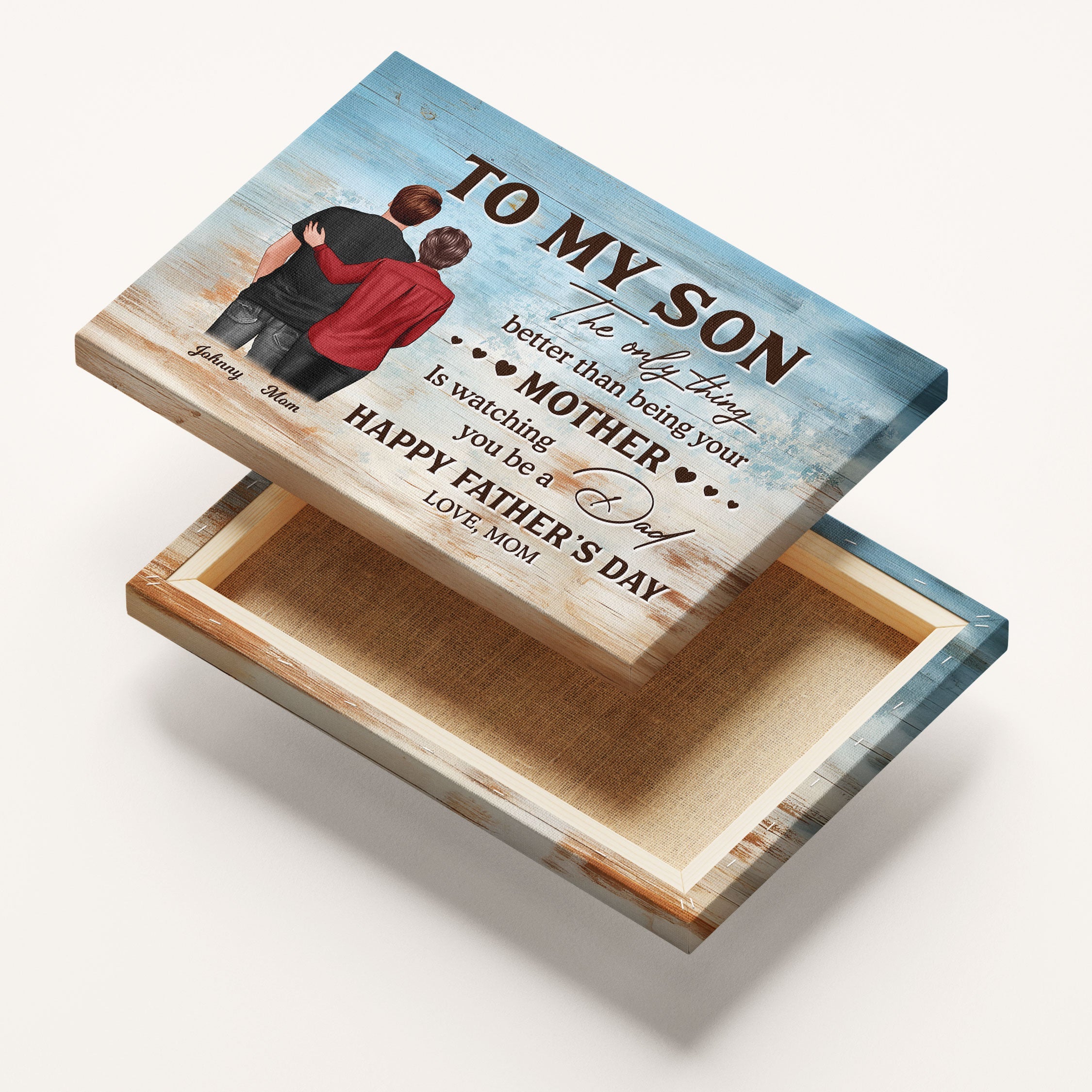 To My Son From Mom Happy Father's Day Personalized Wrapped Canvas| Heartfelt Father's Day Gift For Son