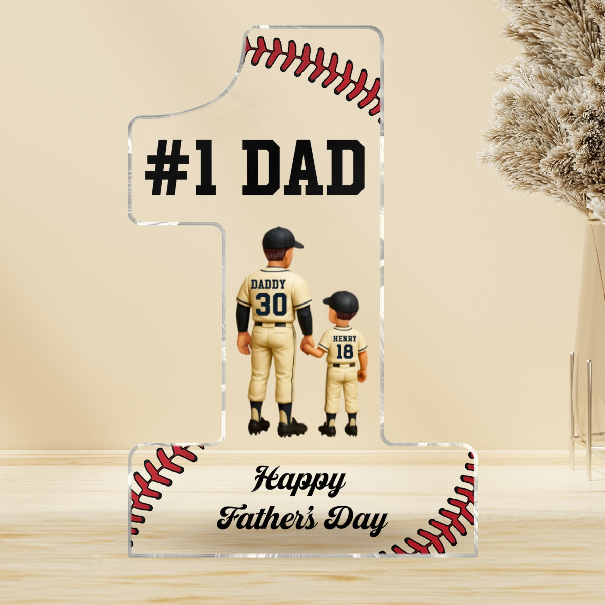 No 1 Baseball Dad Personalized Acrylic Block,  Gift for Dad, Gift for Husband