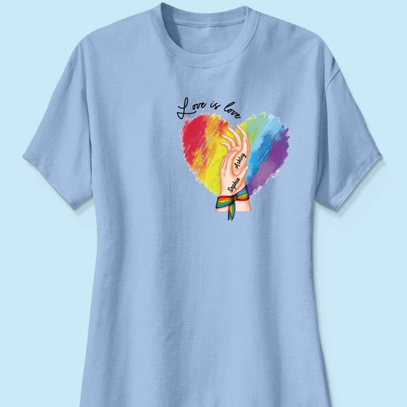 Love Is Love LGBTQ+ Hand In Hand Personalized Shirt