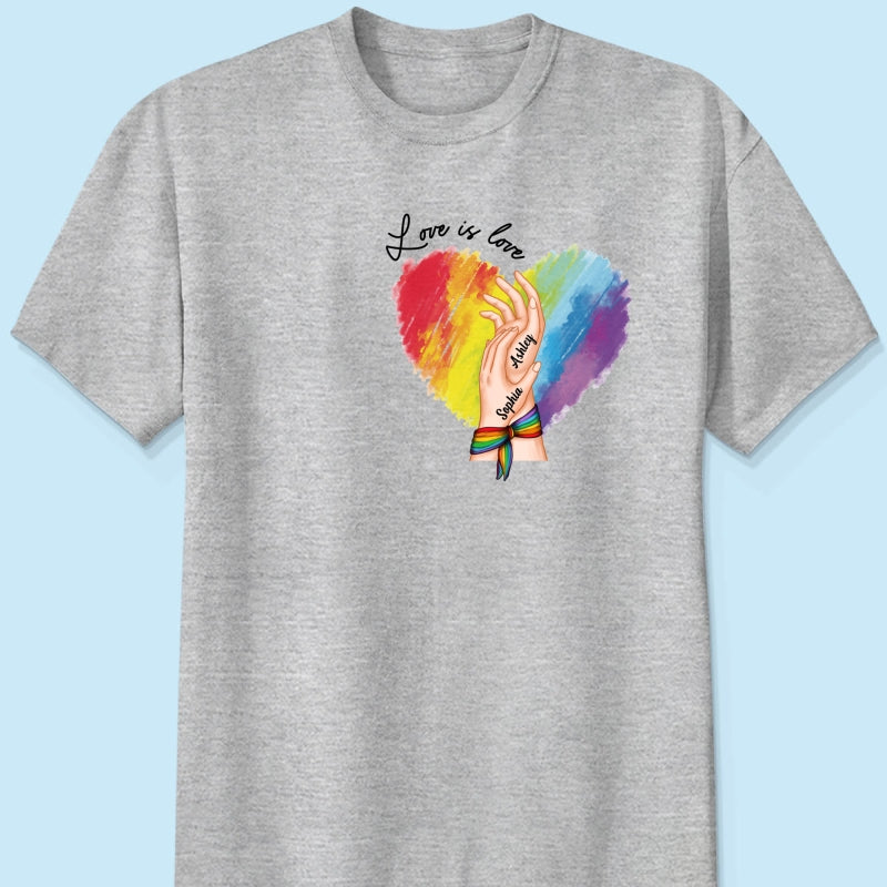 Love Is Love LGBTQ+ Hand In Hand Personalized Shirt