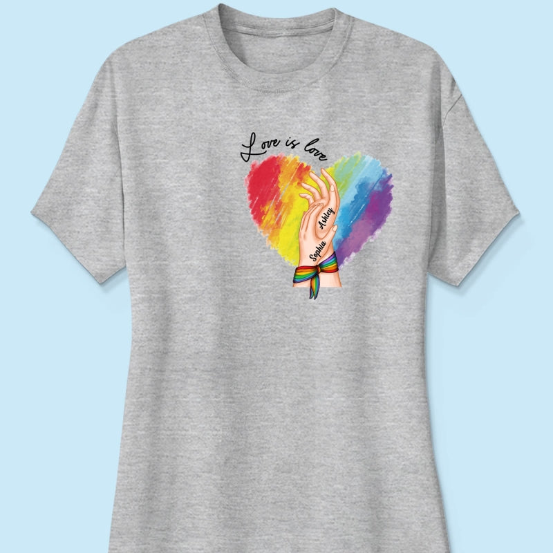 Love Is Love LGBTQ+ Hand In Hand Personalized Shirt