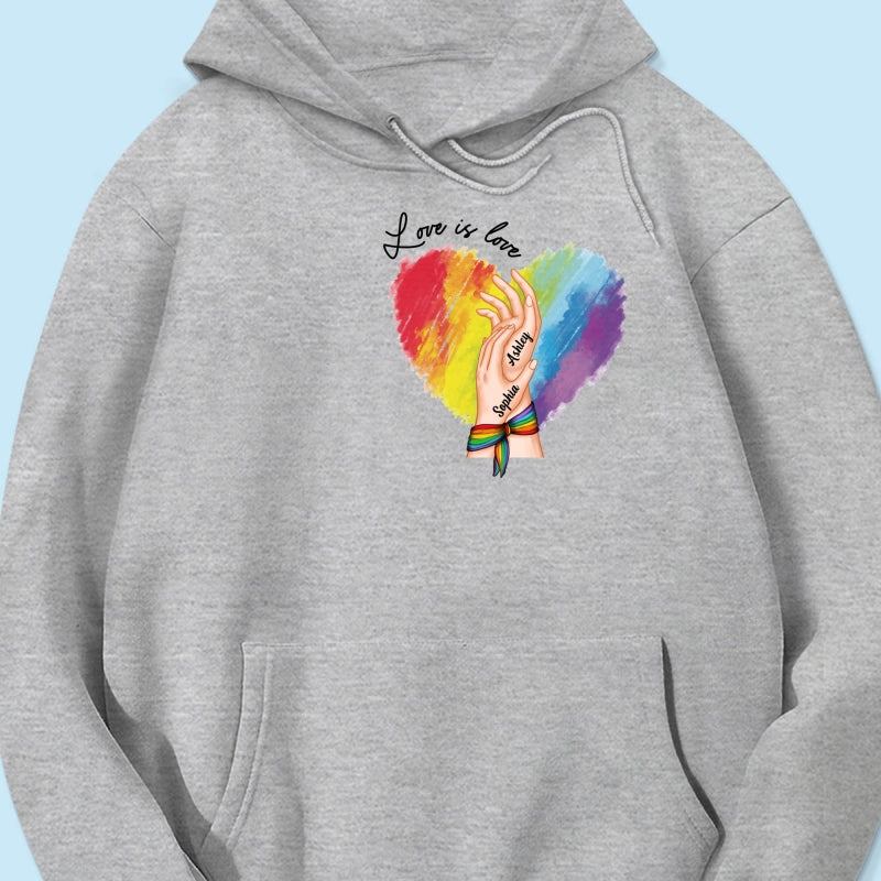 Love Is Love LGBTQ+ Hand In Hand Personalized Shirt