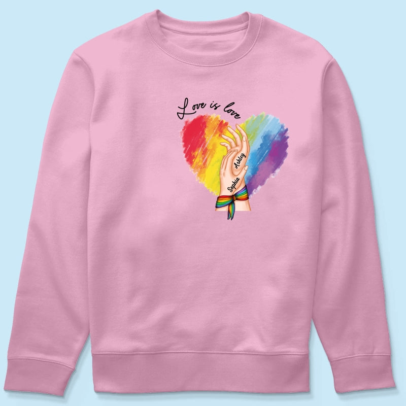 Love Is Love LGBTQ+ Hand In Hand Personalized Shirt
