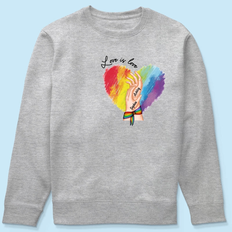 Love Is Love LGBTQ+ Hand In Hand Personalized Shirt