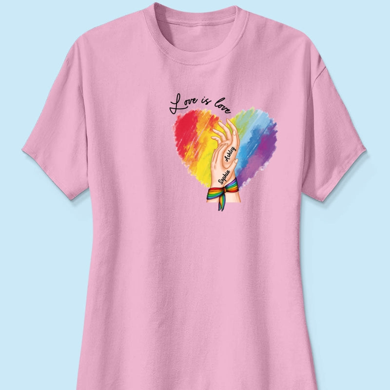 Love Is Love LGBTQ+ Hand In Hand Personalized Shirt