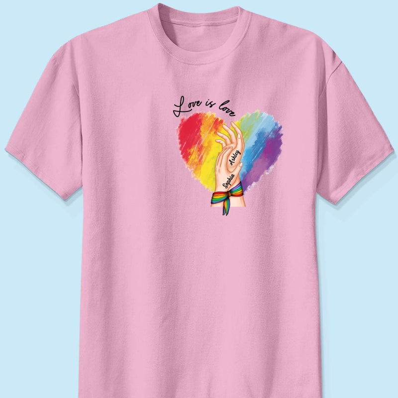 Love Is Love LGBTQ+ Hand In Hand Personalized Shirt