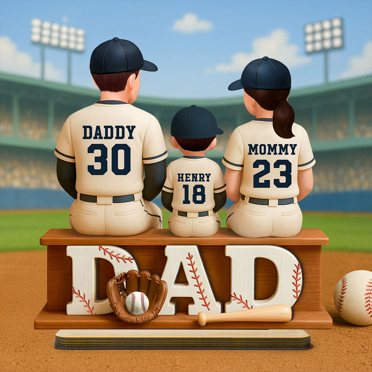 Personalized Baseball Theme Standing Wooden Plaque,  Gift for Baseball Dad, Gift for Husband