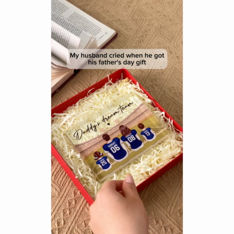 Retro Vintage American Football Daddy's Dream Team Personalized Acrylic Block Plaque| Unique  Gift For Dad, Husband