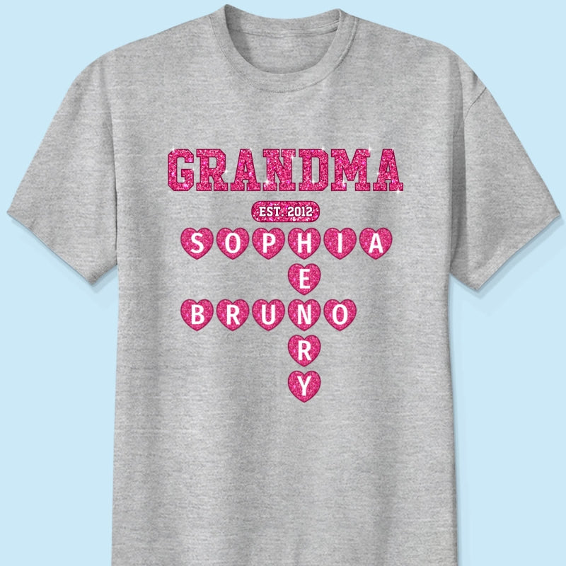Grandma Est. Crossword Art Puzzle Unique Gift For Grandma Personalized Shirt