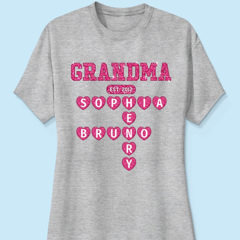 Grandma Est. Crossword Art Puzzle Unique Gift For Grandma Personalized Shirt