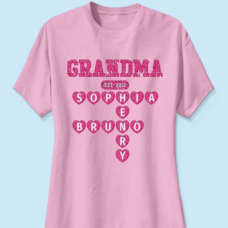 Grandma Est. Crossword Art Puzzle Unique Gift For Grandma Personalized Shirt