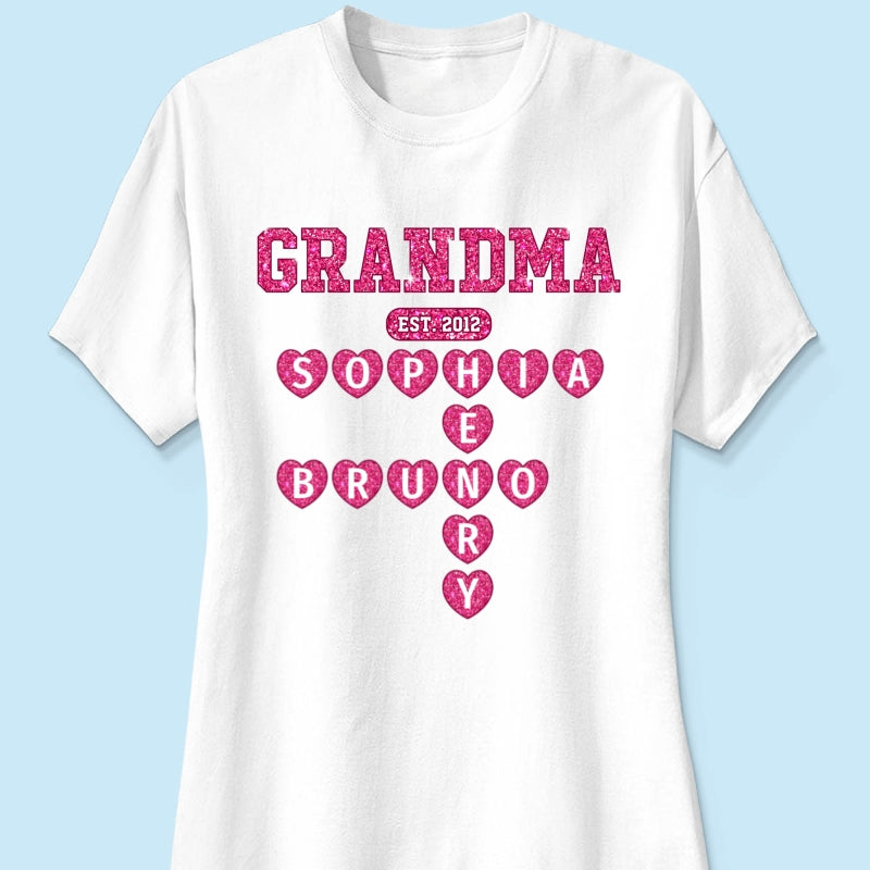 Grandma Est. Crossword Art Puzzle Unique Gift For Grandma Personalized Shirt
