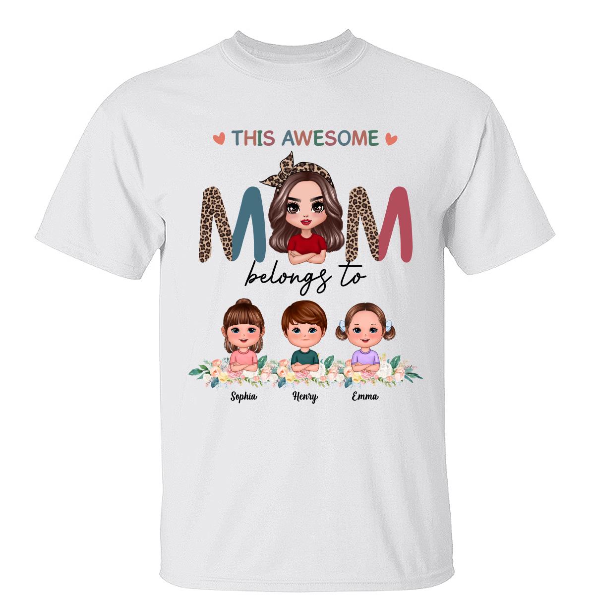 Awesome Mom Belongs To Doll Kids Half Leopard Colorful Personalized Shirt