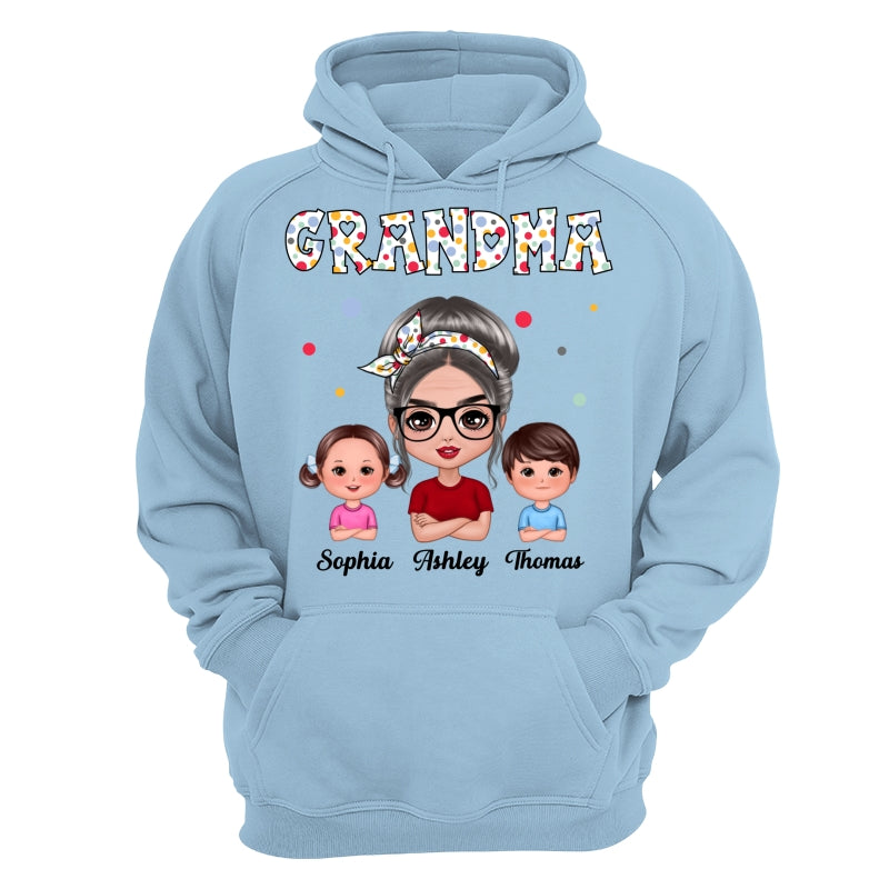 Colorful Dot Doll Grandma Grandkids Personalized Shirt