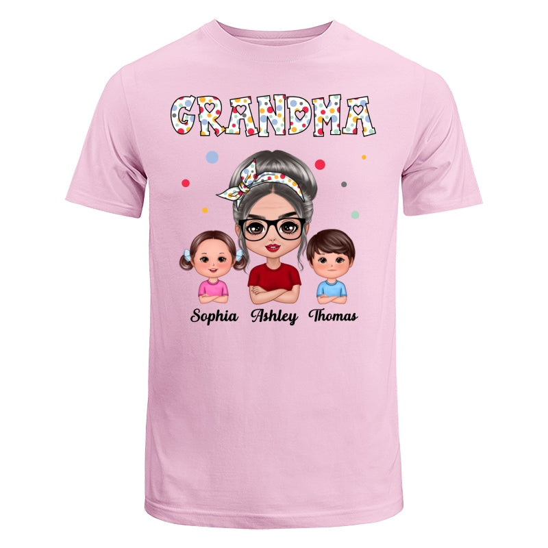 Colorful Dot Doll Grandma Grandkids Personalized Shirt