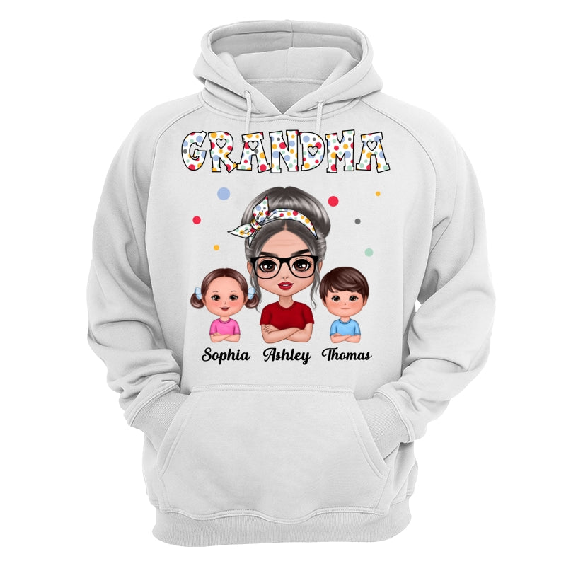 Colorful Dot Doll Grandma Grandkids Personalized Shirt