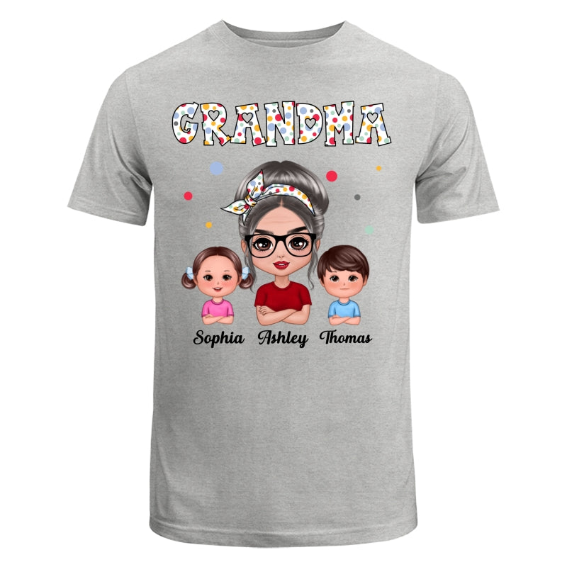 Colorful Dot Doll Grandma Grandkids Personalized Shirt