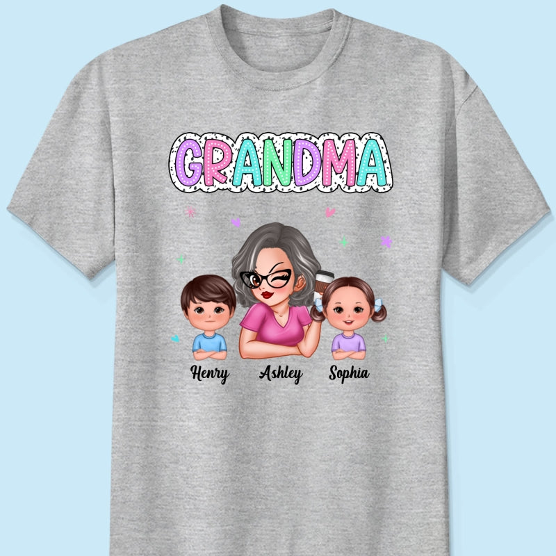 Summer Pastel Dalmatian Dots Grandma And Grandkids Personalized Shirt