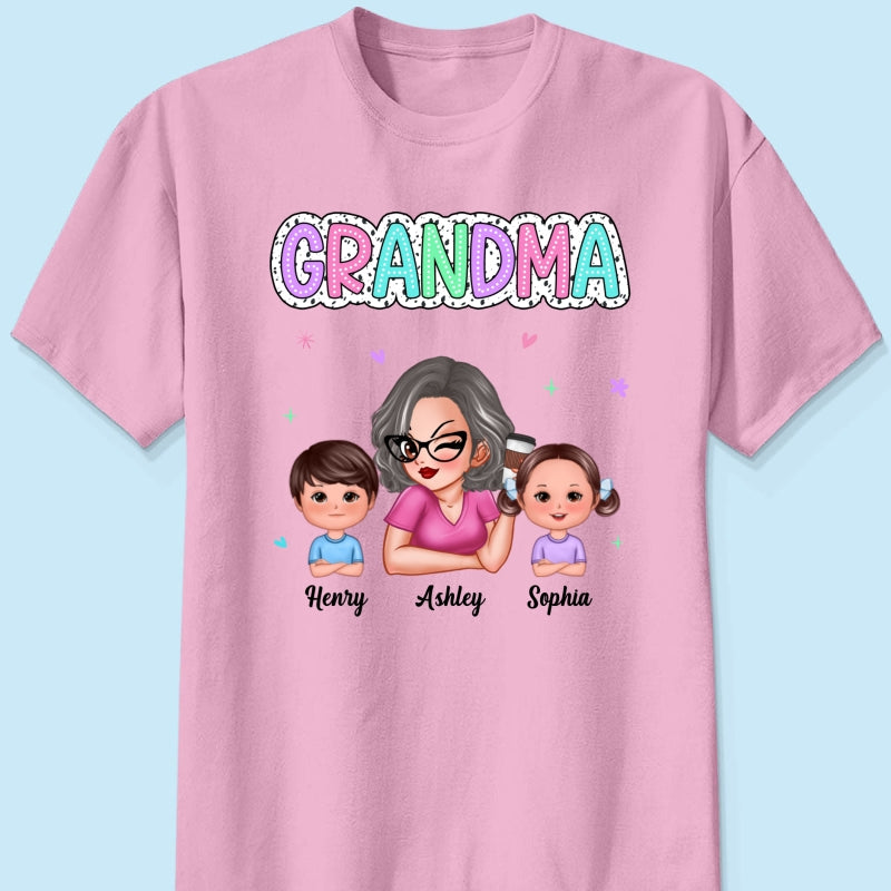 Summer Pastel Dalmatian Dots Grandma And Grandkids Personalized Shirt