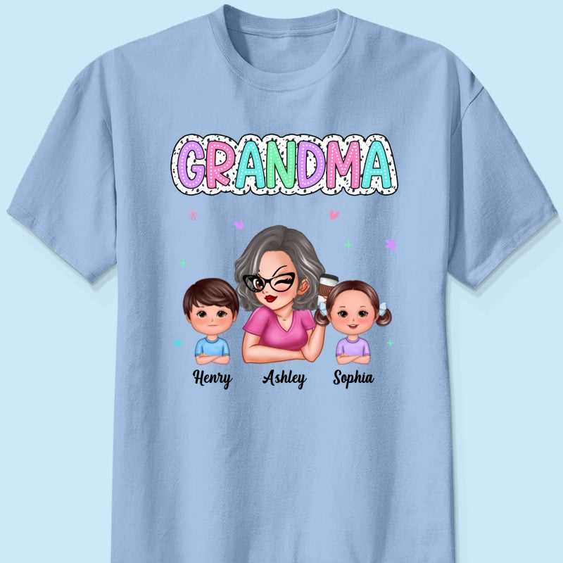 Summer Pastel Dalmatian Dots Grandma And Grandkids Personalized Shirt