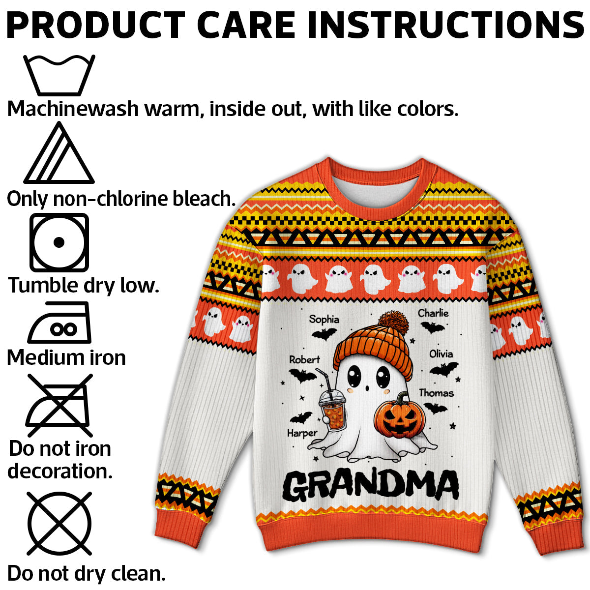Halloween Grandma Boo Personalized Sweater