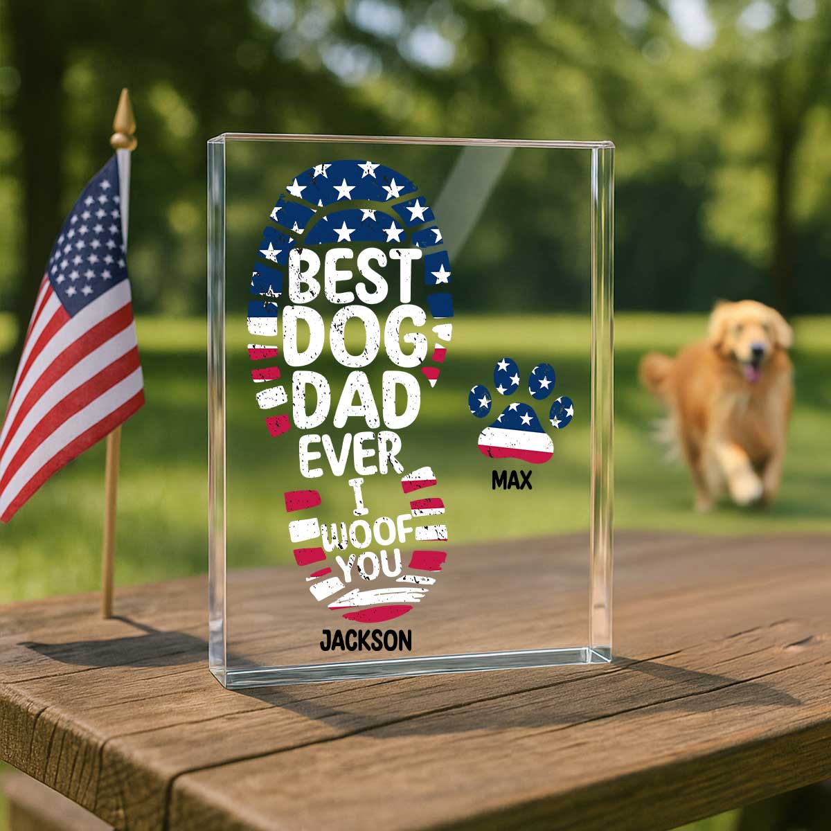Best Dog Dad Ever We Woof You Personalized Acrylic Block Plaque,  Gift for Dog Dads