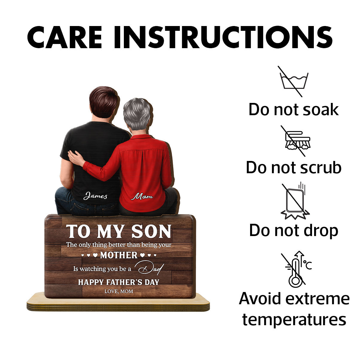 To My Son Happy  2D Flat - Personalized Wooden Plaque - Heartfelt  Gift For Son