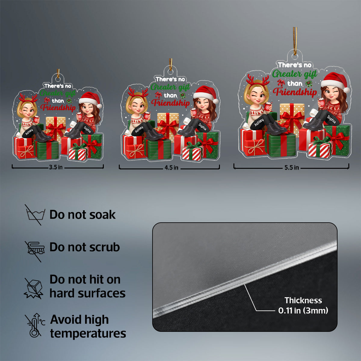 There's No Greater Gift Than Besties - Personalized Acrylic Ornament