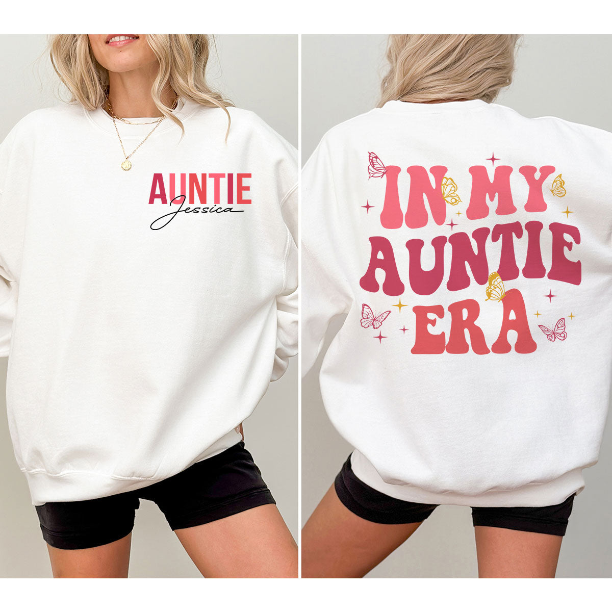 In My Auntie Era Gift For Auntie Personalized Double Sided Sweatshirt