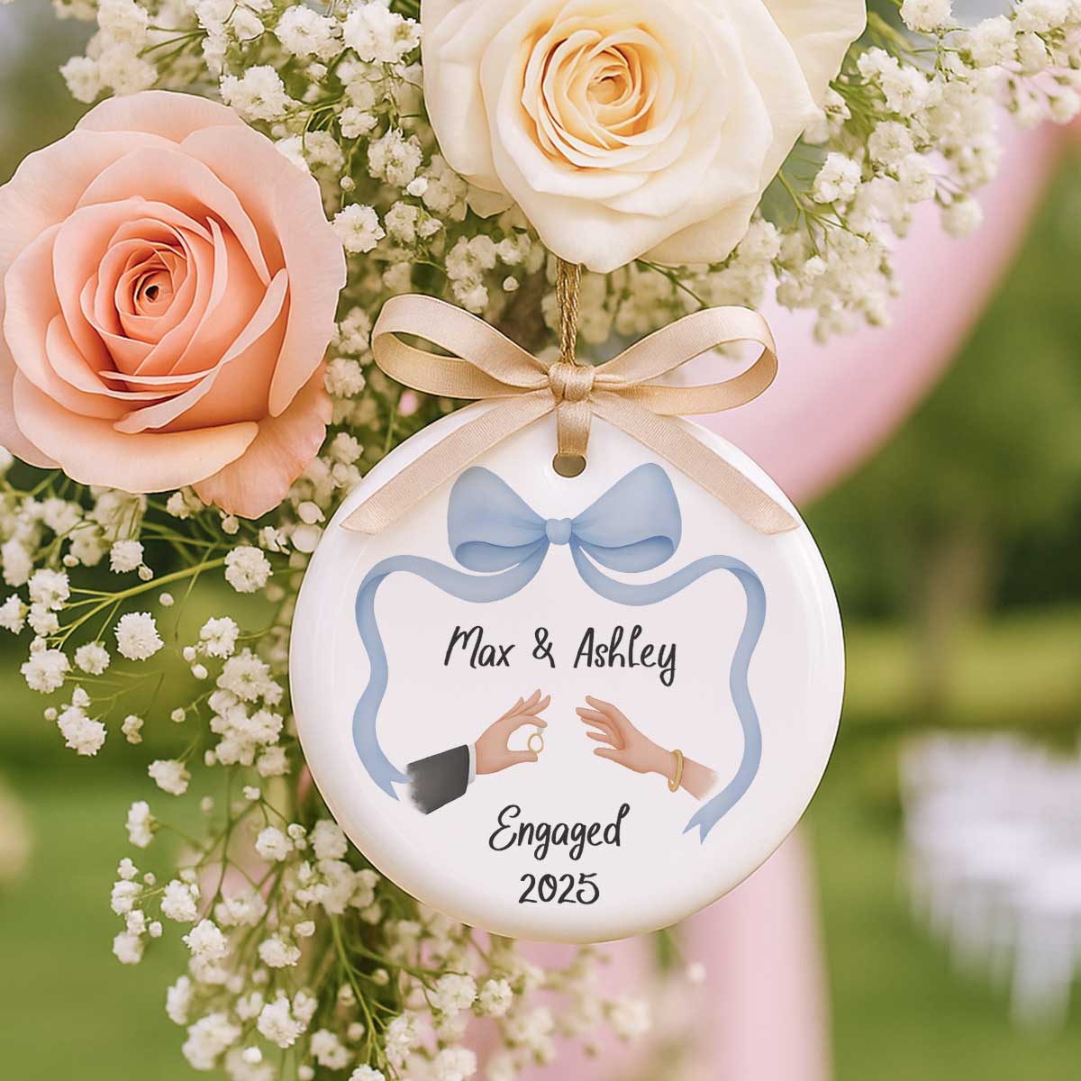 First Christmas Engaged Ornament, Personalized Engagement Gift for Couples, Custom Engagement Christmas Keepsake