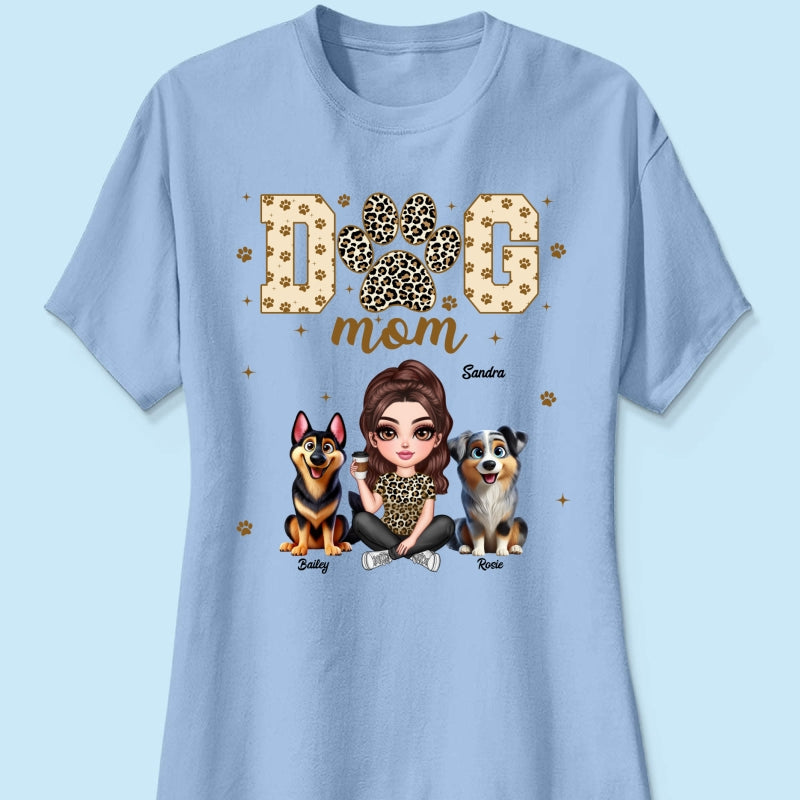 Dog Mom Leopard 3D Cute Dogs Personalized Shirt