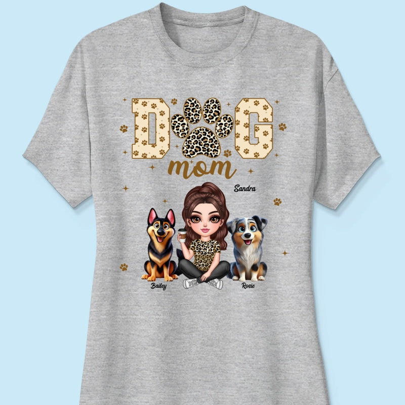 Dog Mom Leopard 3D Cute Dogs Personalized Shirt
