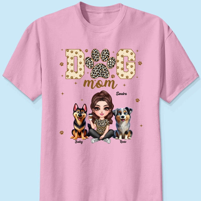 Dog Mom Leopard 3D Cute Dogs Personalized Shirt