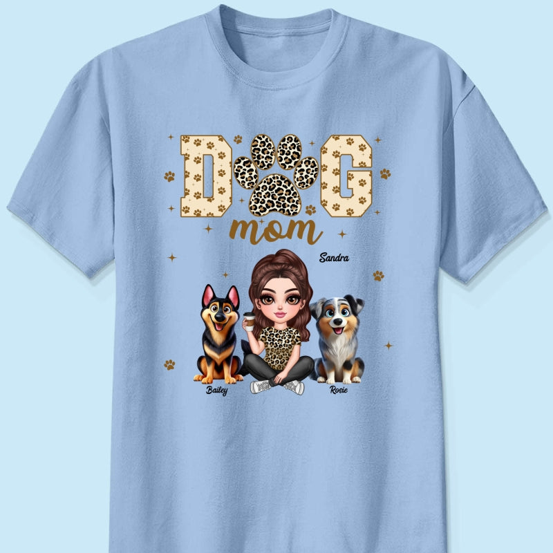 Dog Mom Leopard 3D Cute Dogs Personalized Shirt