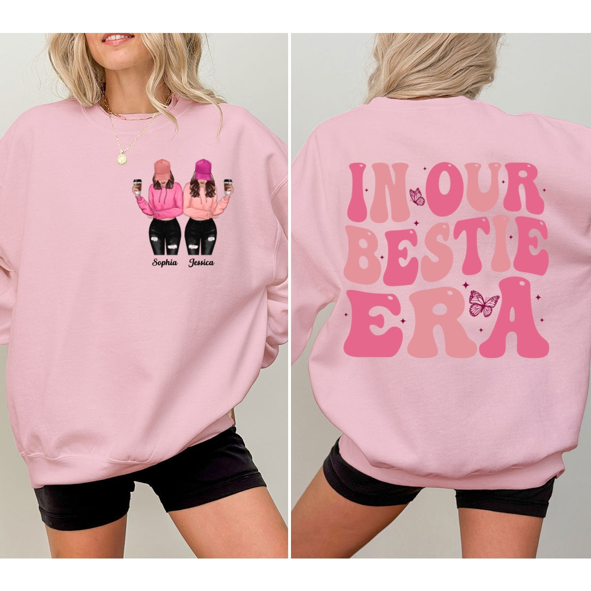 In Our Bestie Era Unique Gift For Best Friends Personalized Double Sided Sweatshirt