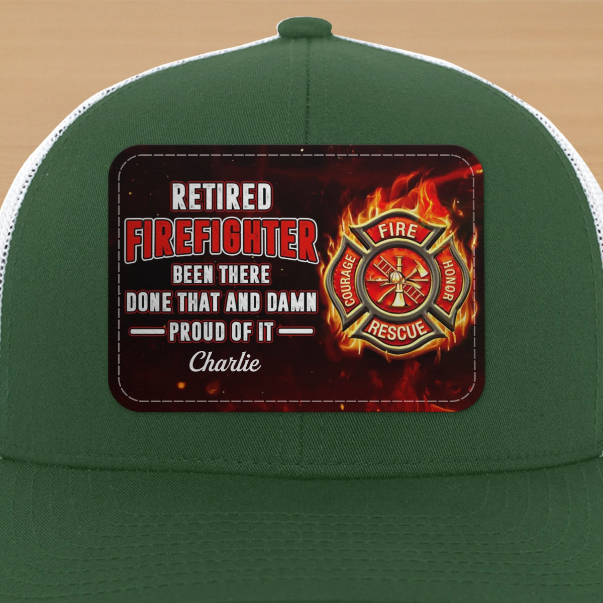 Retired Firefighter Proud Of It Gift For Dad Grandpa Personalized Leather Patch Hat