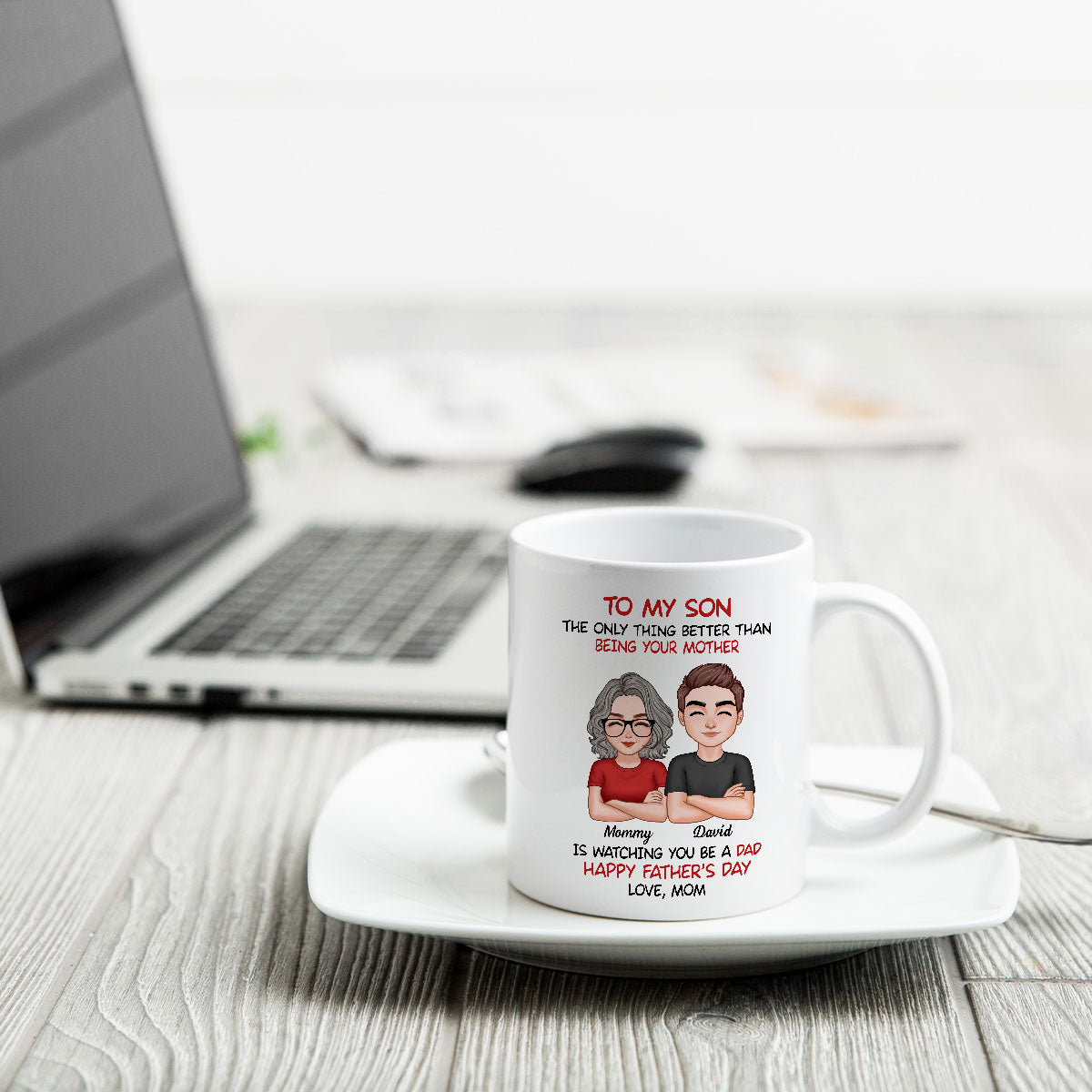 To My Son Personalized Ceramic Mug, Heartfelt Father's Day Gift For Son
