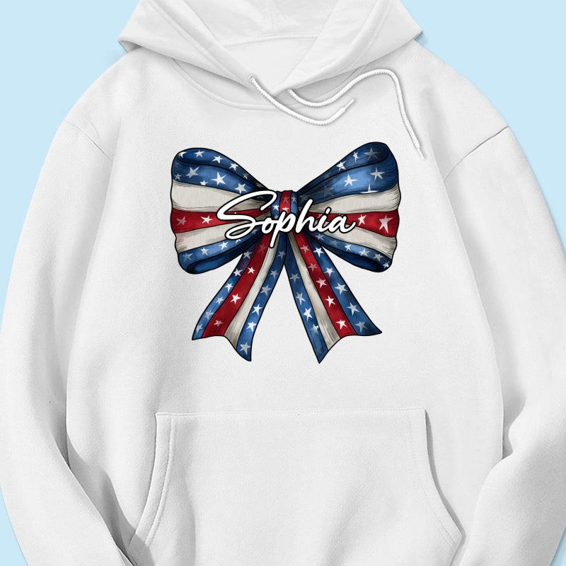 Coquette American Girl Bow 4th Of July Independence Day Personalized Shirt