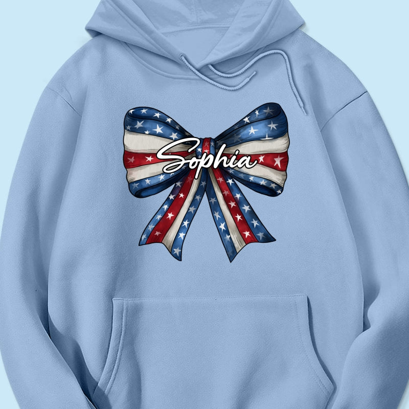 Coquette American Girl Bow 4th Of July Independence Day Personalized Shirt