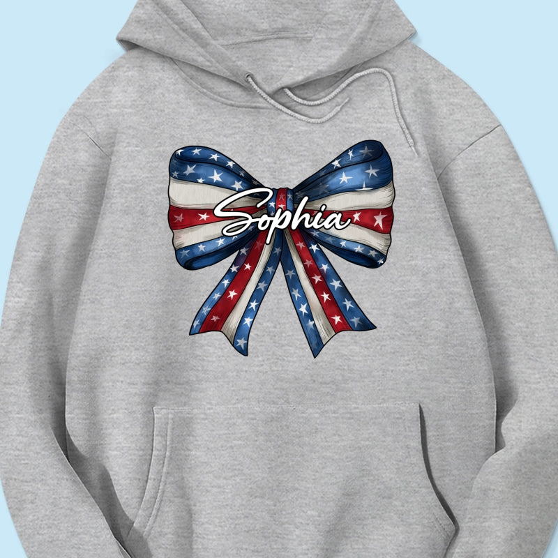 Coquette American Girl Bow 4th Of July Independence Day Personalized Shirt