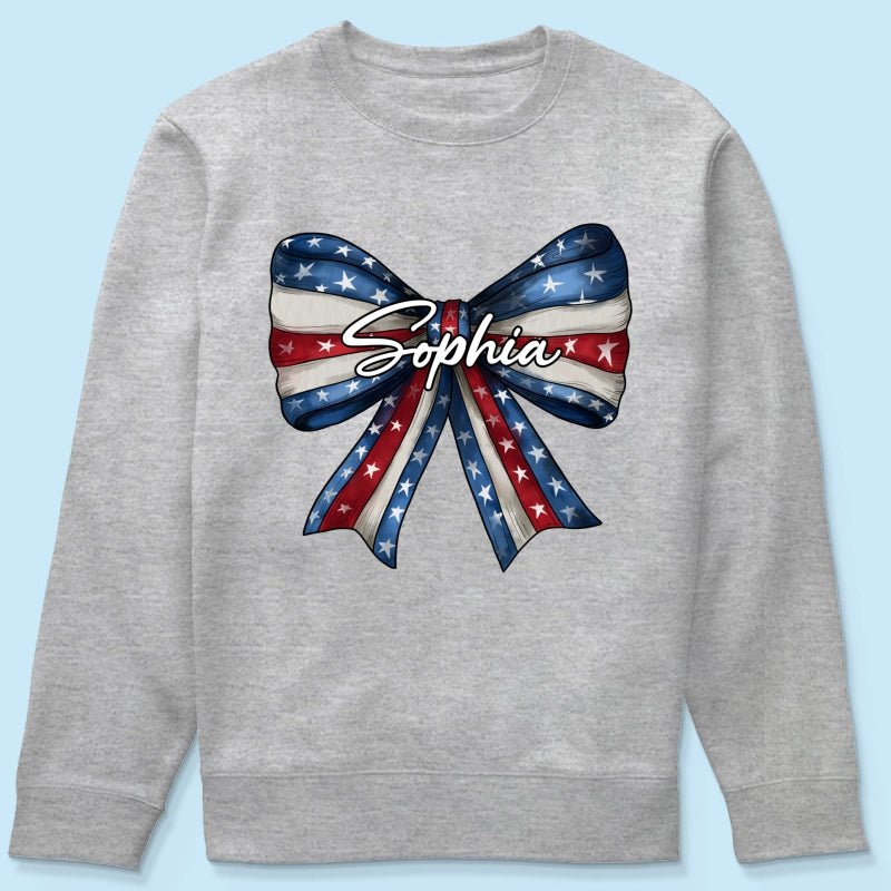 Coquette American Girl Bow 4th Of July Independence Day Personalized Shirt