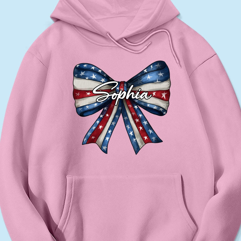 Coquette American Girl Bow 4th Of July Independence Day Personalized Shirt