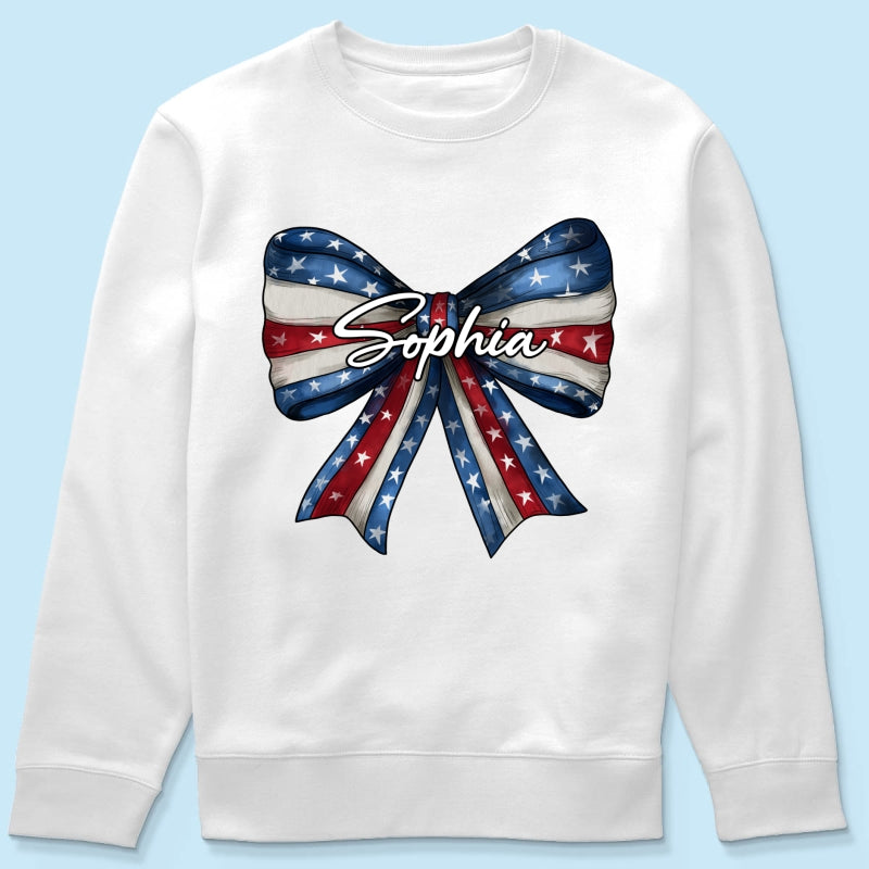 Coquette American Girl Bow 4th Of July Independence Day Personalized Shirt