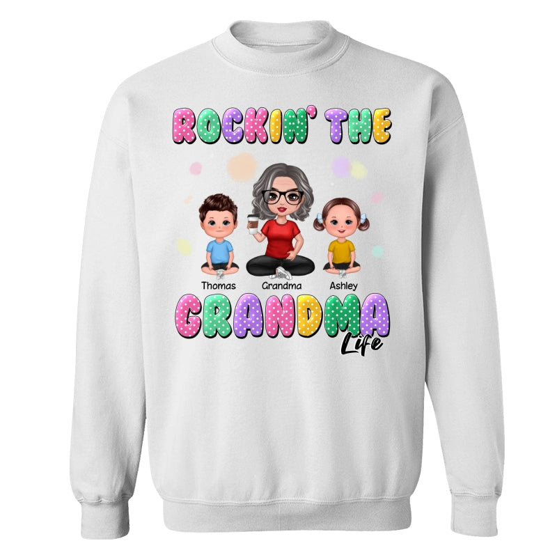 Rockin‘ Grandma Life Colorful Polka Dot Personalized Shirt