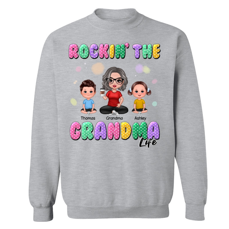 Rockin‘ Grandma Life Colorful Polka Dot Personalized Shirt