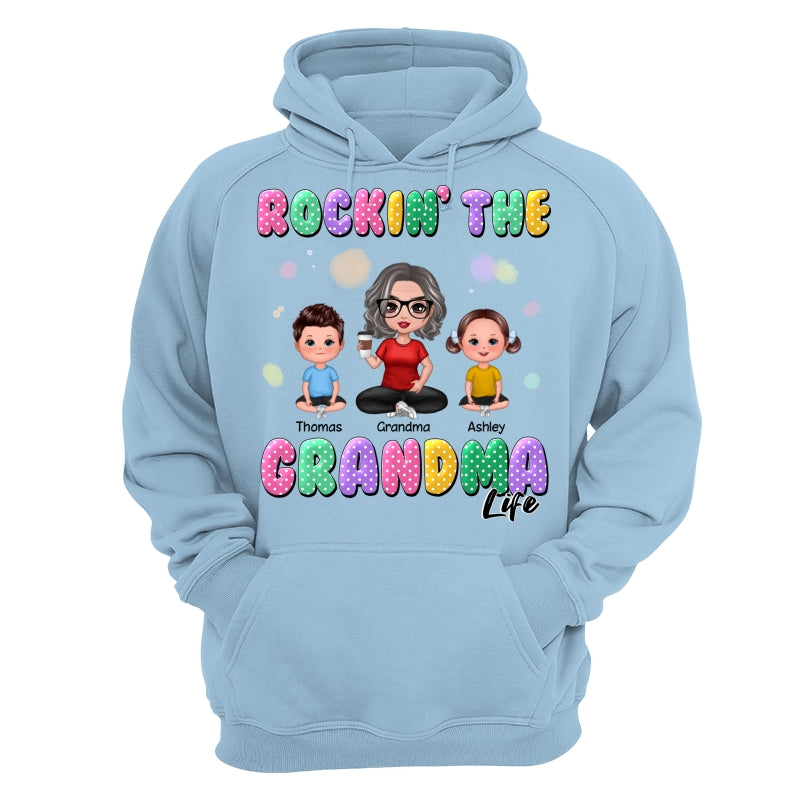 Rockin‘ Grandma Life Colorful Polka Dot Personalized Shirt