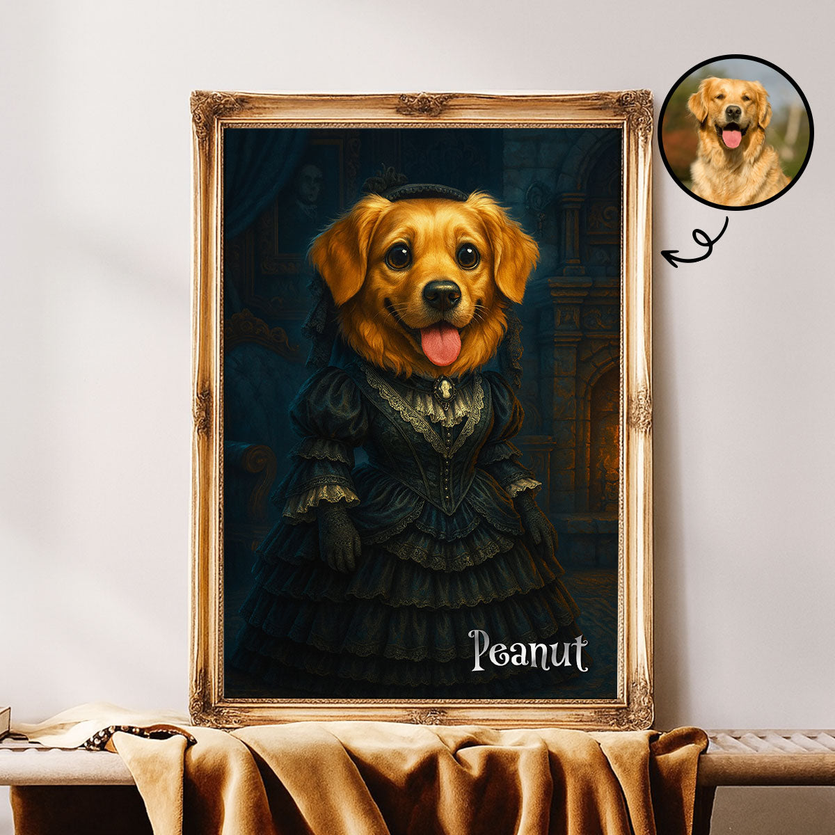 Custom Gothic Pet Portrait from Photo Personalized Poster, Halloween Decor, Gift for Pet Lovers