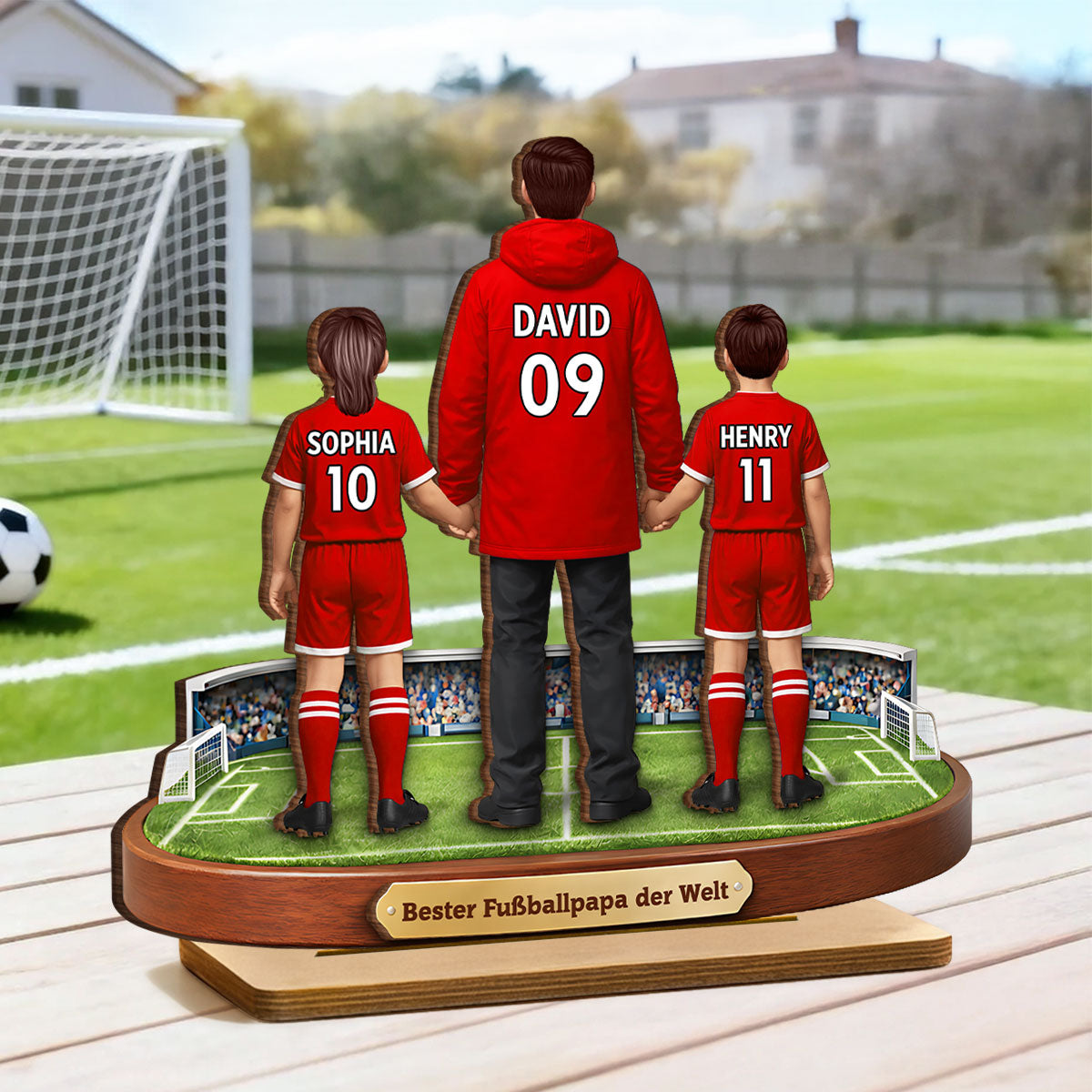 Bester Fuballpapa der Welt - Personalisiertes 2-lagiges Holz-Aufsteller – Vatertagsgeschenk fr Fuballpapas, Geschenk fr Ehemnner