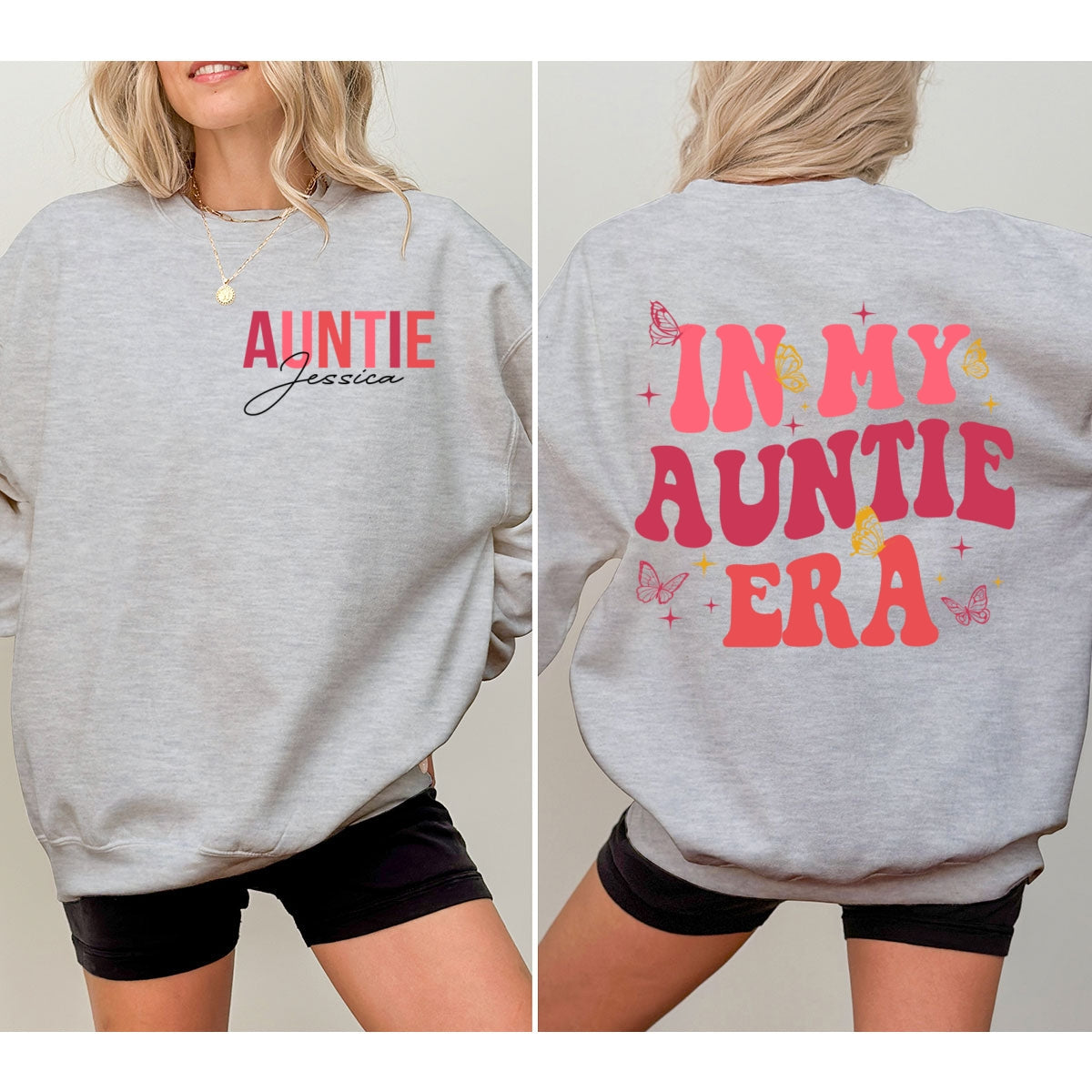 In My Auntie Era Gift For Auntie Personalized Double Sided Sweatshirt